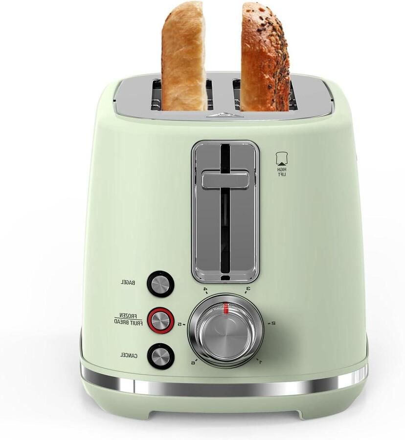 Broodrooster 2 Slices Brede Sleuven Ontbijt Bereiden 6 Bruiningsniveaus Niet gespecificeerd Pastelgroen