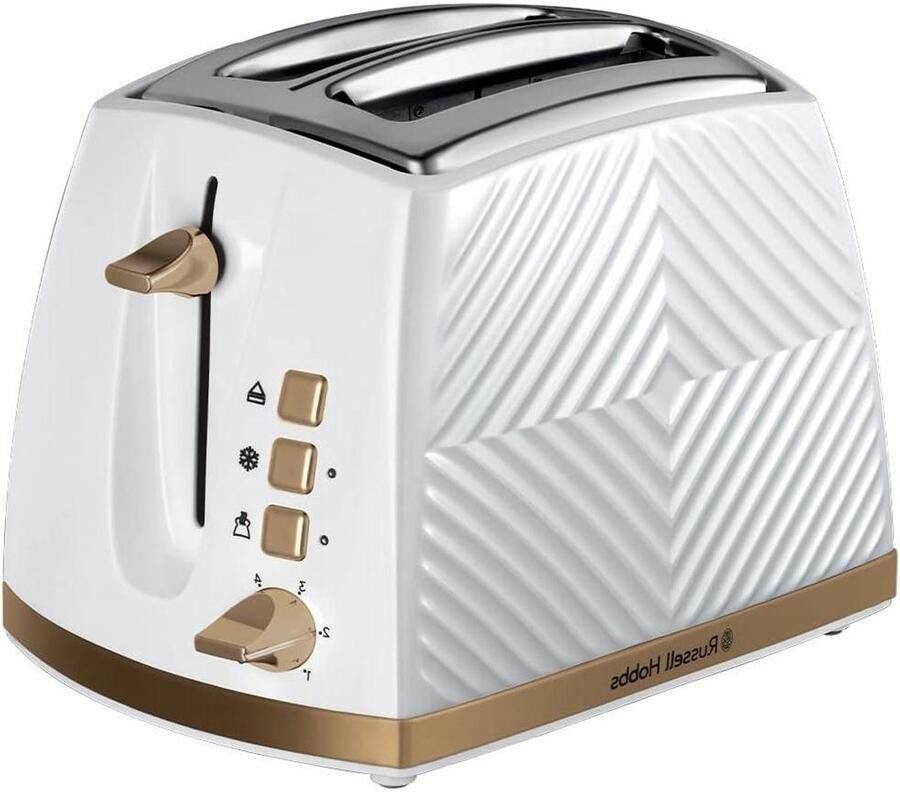 Broodrooster 2-Sneden Roosteraar Ontbijt Bereiden Modern 3D Design 850 Watt Wit