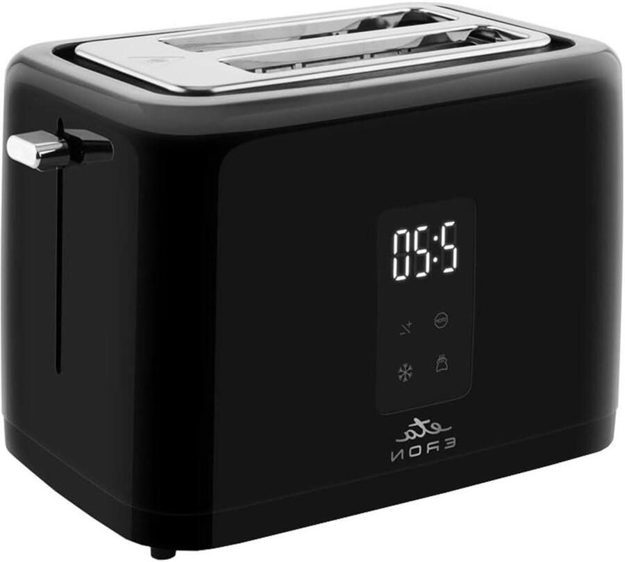 Broodrooster 2 sneden Toastapparaat Gelijkmatig toasten LED display 930 watt Zwart