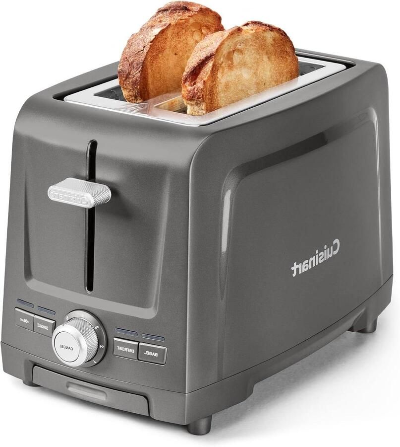 Broodrooster 2 sneetjes Brood roosteren Extra brede sleuven 1000 watt Steen Grijs