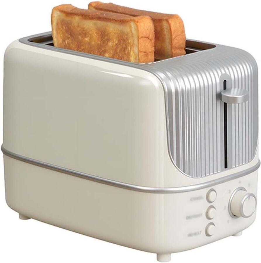 Broodrooster 2 Sneetjes Compacte Toaster Ontbijt Bereiden 7 Bruiningsniveaus 35mm Brede Sleuven Geel