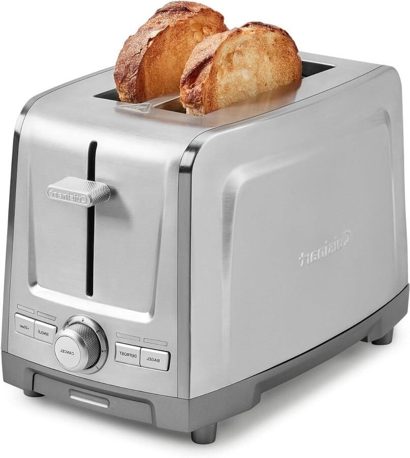 Broodrooster 2 sneetjes Extra brede sleuven Brood roosteren High-Lift QuickView functie 1000 watt Roestvrij staal - Foto 1