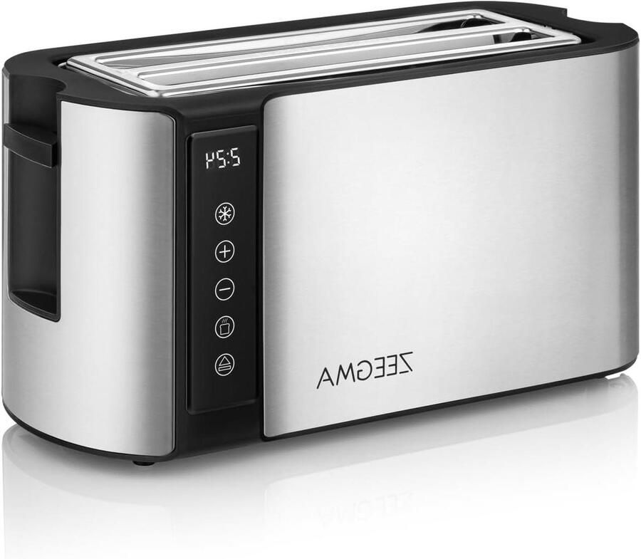 Broodrooster 4 Sleuven Toast Apparaat Snel Ontbijten Touch Bediening LED 1500 Watt Zilver