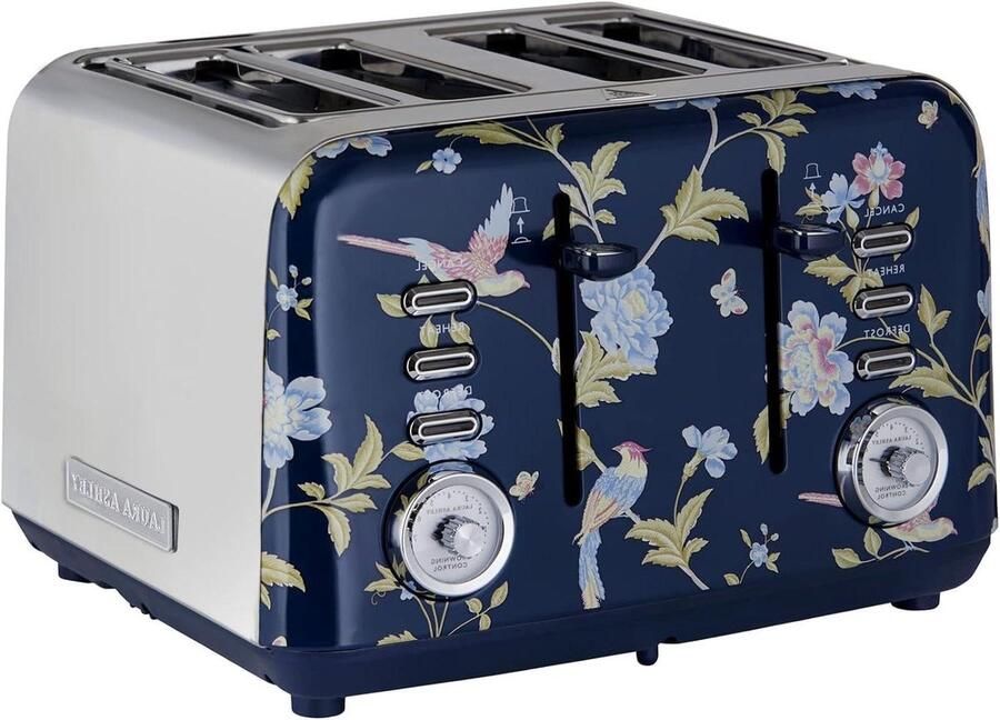 Broodrooster 4 Sleuven Toastapparaat Dubbel Ontbijt Bereiden Instelbare Bruining 4 Sleuven Marineblauw