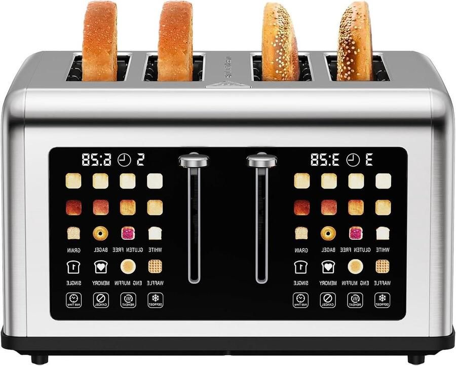 Broodrooster 4 Sneden 4 Slices Toaster Gezinsontbijt Bereiden Ontdooi- en Opwarmfunctie
