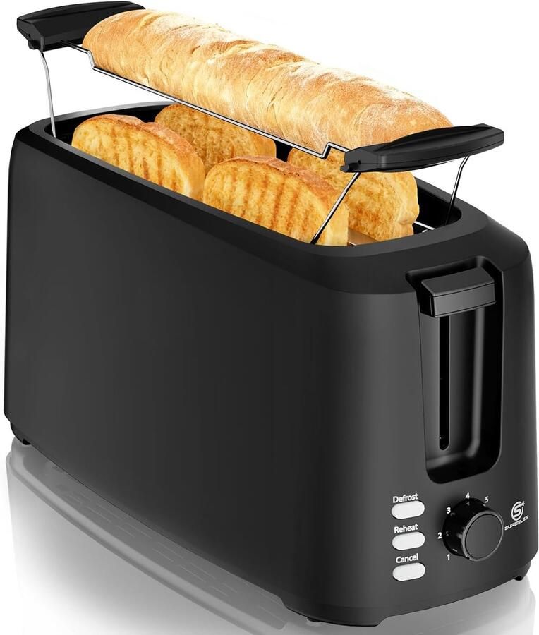 Broodrooster 4 Sneden Dubbel Broodrooster Ontbijt Maken 7 Bruiningsniveaus 1450 Watt Matzwart
