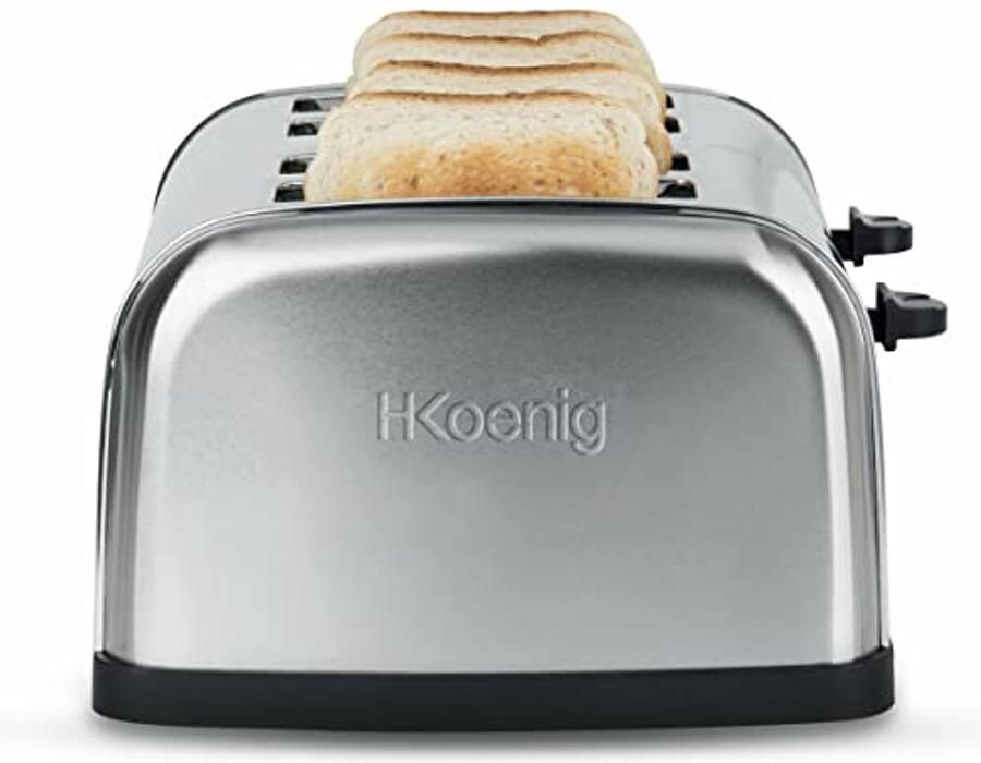 Broodrooster 4 Sneden met Brede Roosteropeningen Vintage Roestvrijstaal 6 Bruiningsniveaus Snel en Gelijkmatig Roosteren Gemakkelijk Schoon te Maken