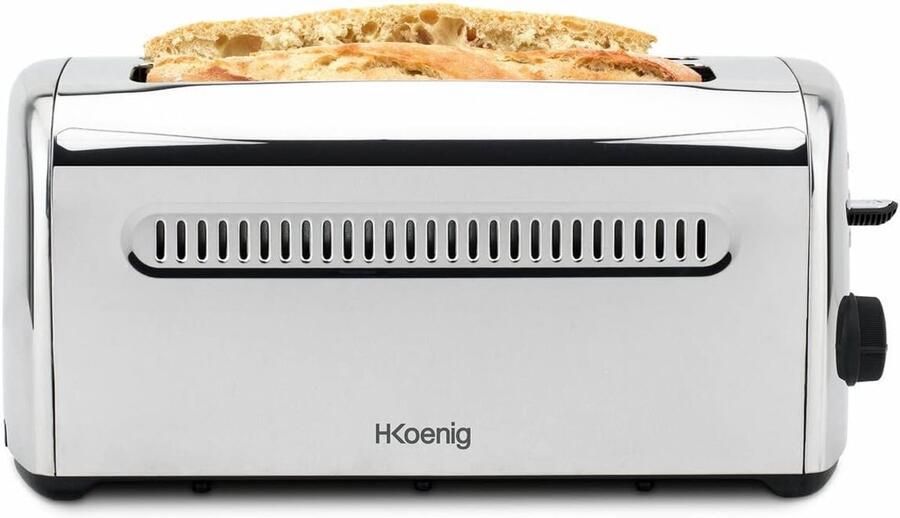 Broodrooster 4 sneden Toastapparaat Ontbijt Bereiden Extra brede sleuven 17x42x19 cm Zilver