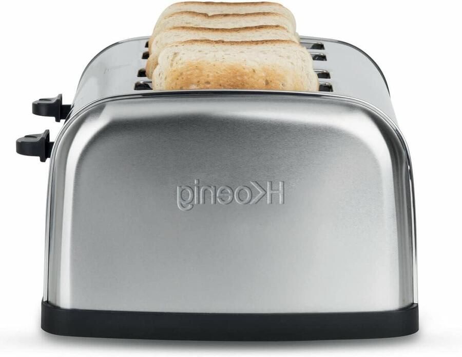 Broodrooster 4 sneden Toastapparaat Vintage Ontbijt Bereiden 7 Bruiningsniveaus 4 Sleuven Zilver