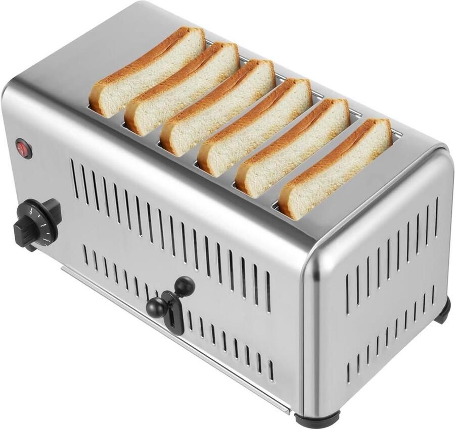 Broodrooster 6 schijven Commerciële broodrooster Snel ontbijt maken Instelbare timer 48D x 30W x 27H cm
