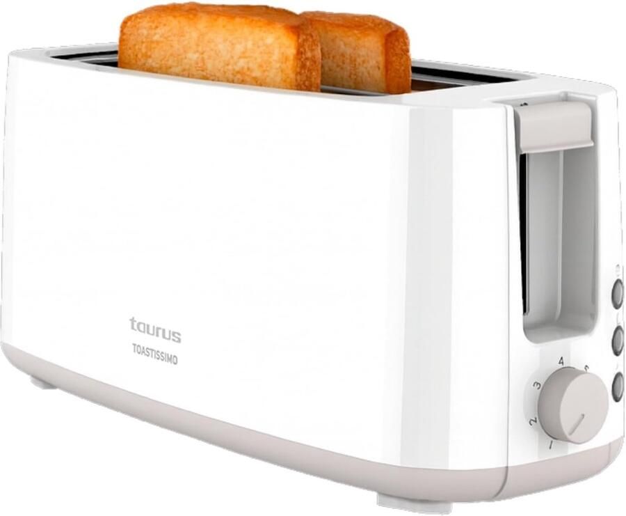 Broodrooster Apparaat voor toast Ontbijt bereiden Extra lange sleuven 38 x 14 x 17 cm Wit