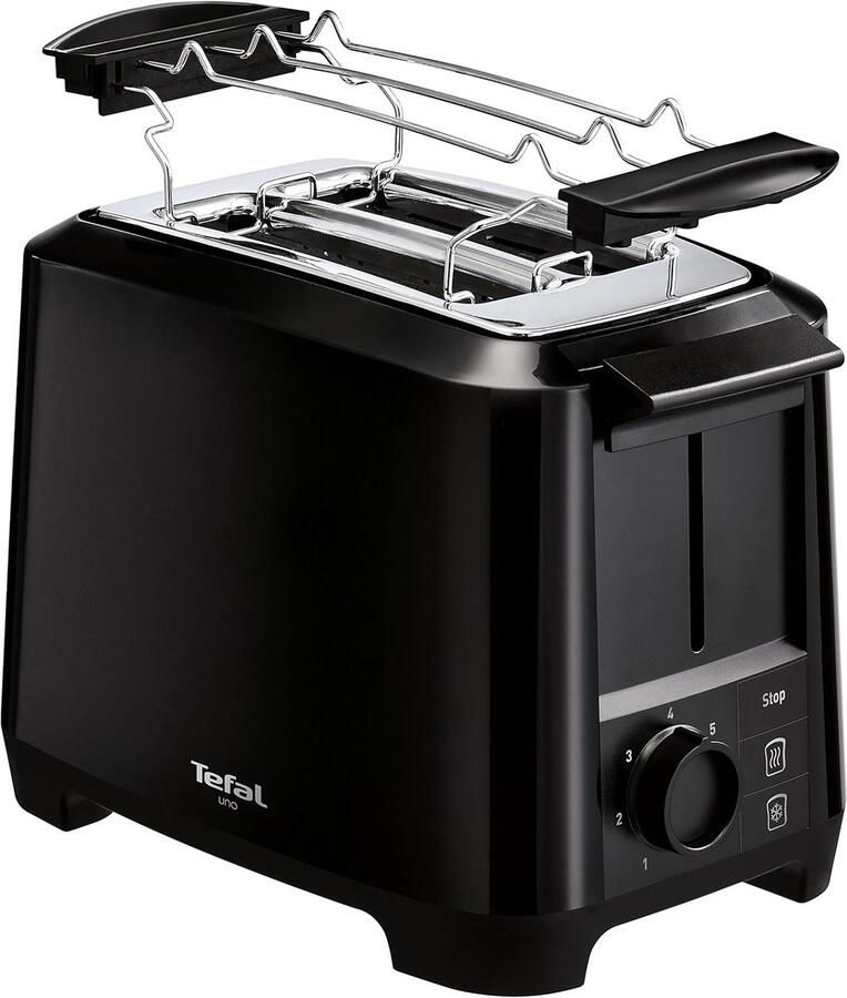 Broodrooster Apparaat voor Toast Ontbijt Bereiden Variabele Toastkamer 2 Sneden Zwart
