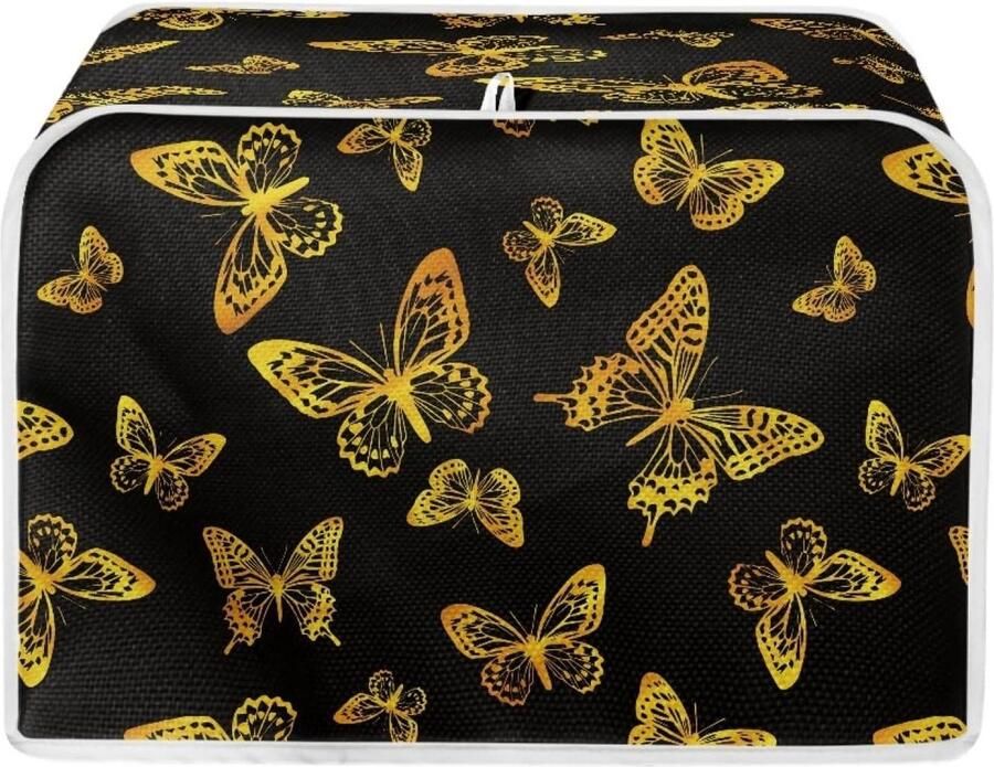 Broodrooster Cover Apparaat Beschermer Keuken Decoratie Zachte Canvas Polyester 19x20x29cm Gouden Vlinder