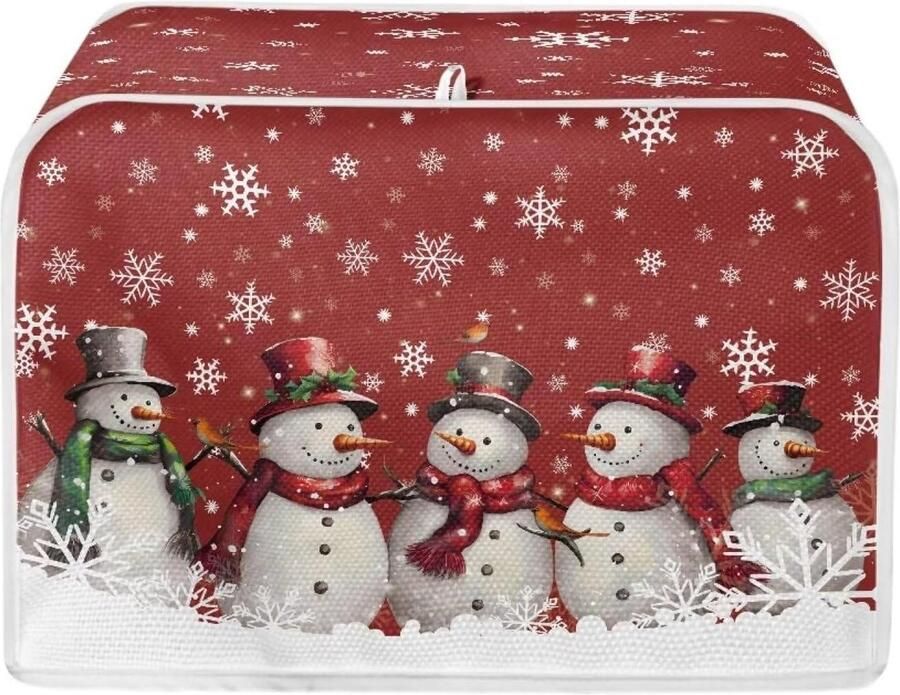 Broodrooster Cover Brood Maker Cover Keuken Netjes Houden Wasbaar Canvas Polyester 21x27x31.5 cm Sneeuwvlokken Sneeuwman