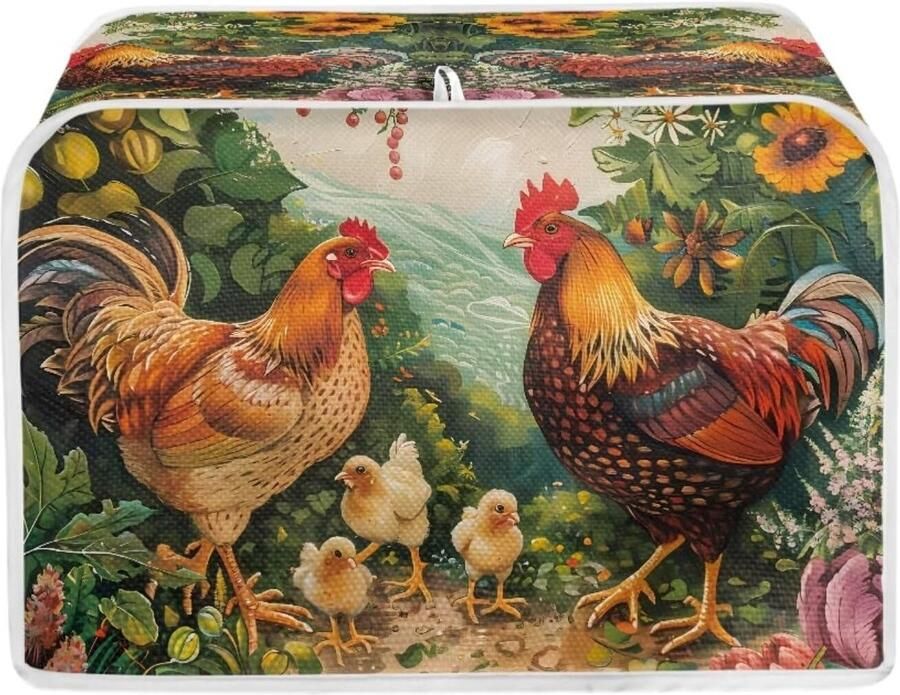 Broodrooster Cover Keuken Apparaat Beschermer Keuken Decoratie Bloemen Print Design Voor 4-Slice Groen en Rood