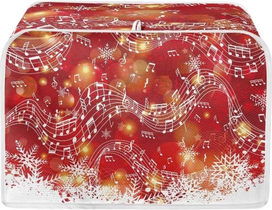 Broodrooster Cover Keuken Apparaat Keuken Decoratie Opvouwbaar Ontwerp Past op 4 Plakjes Muziek Notes Kerst