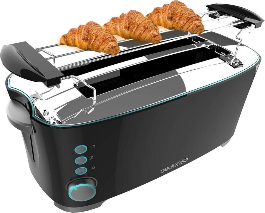 Broodrooster Dubbele Sleuf Lange Broodrooster Brood Roosteren Bovenste Verwarmingsroosters 1350W Zwart