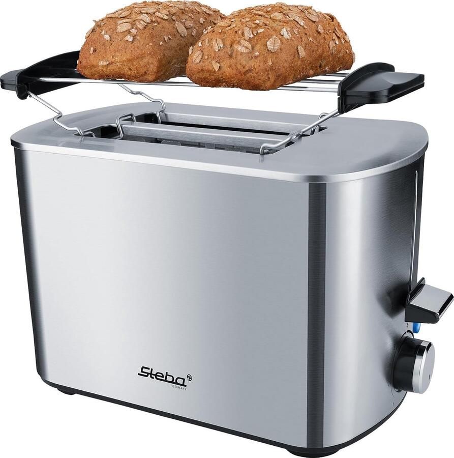 Broodrooster Dubbele Sleuf Toastapparaat RVS Ontbijt Bereiden Anti-Vingerafdruk Behuizing 850 Watt Meerkleurig