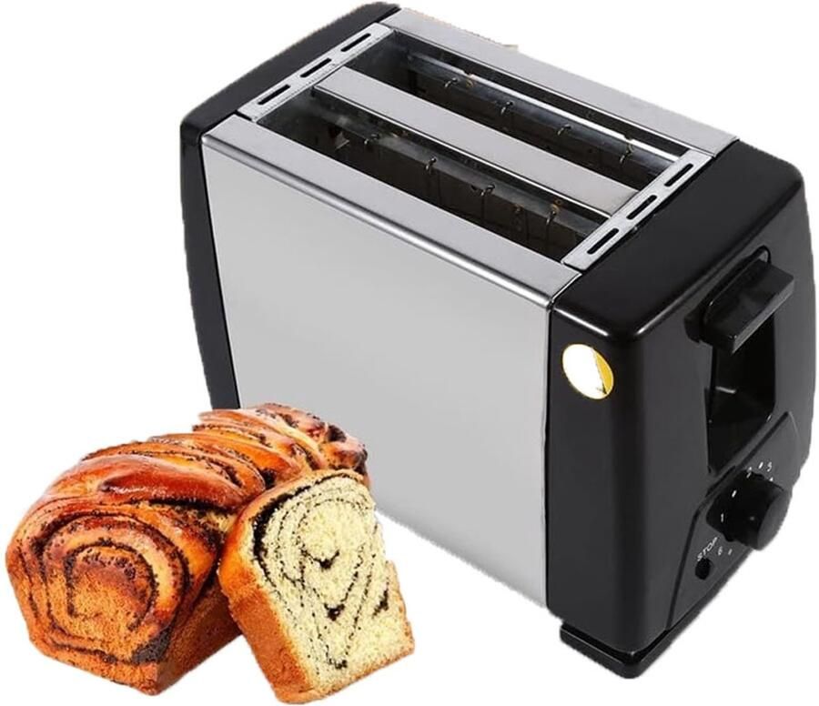 Broodrooster Elektrische broodrooster met dubbele sleuf en brede opening 2 8 cm brede opening 6 bakstanden snel bakken pop-up ontwerp geschikt voor brood en bagels perfect voor in de keuken en voor het ontbijt