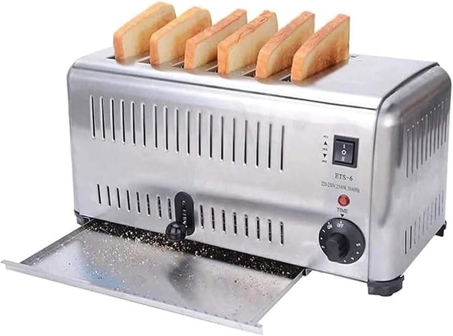 Broodrooster Elektrische toaster Ontbijt bereiden Zes extra brede sleuven 5 instelbare standen Roestvrij staal