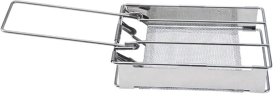 Broodrooster Grill Kampeer Accessoire Buiten Koken Opvouwbaar Ontwerp 17 cm Zilver