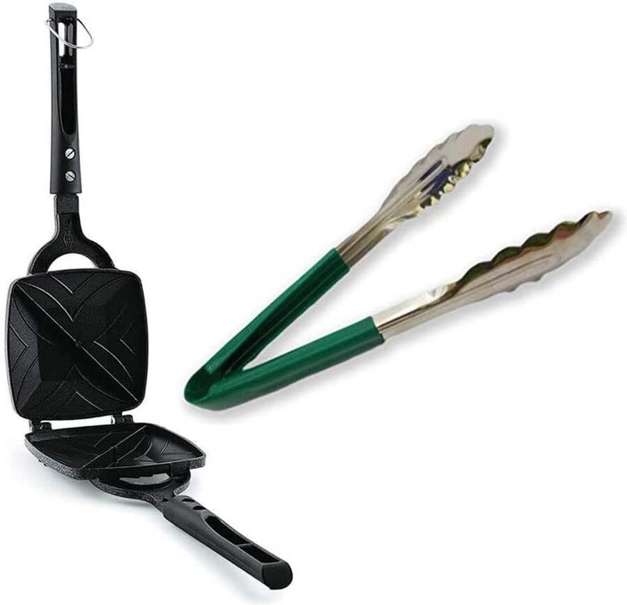Broodrooster Grill Sandwich Maker Snacks Maken Dubbelzijdig Vorm 2 Stuks Rood