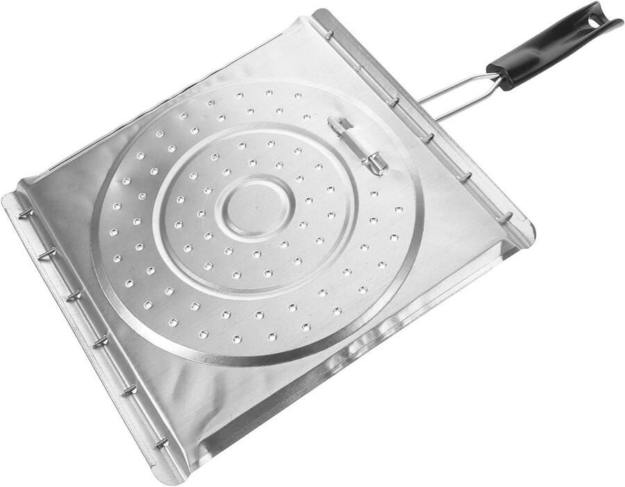 Broodrooster Grillplaat Kampeer Keuken Buiten Koken Hittebestendige Handgreep 39 x 20 cm Zilver