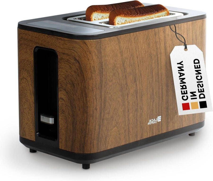 Broodrooster houtlook met display en touchscreen bruin 2 sneetjes multifunctionele broodrooster brede sleuf design