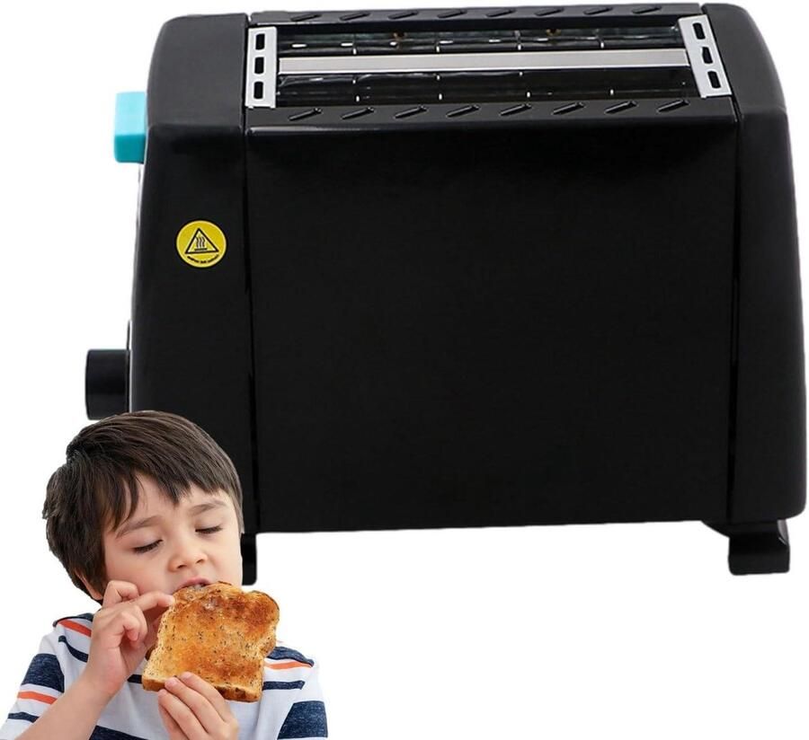 Broodrooster Keukenapparaat Ontbijt Maken Gelijkmatige Verwarming 2 Sneetjes Zwart