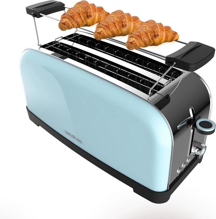 Broodrooster Lange Gleuven Toastapparaat Dubbel Ontbijt Maken Broodjesrek Inclusief 4 Sneetjes Blauw