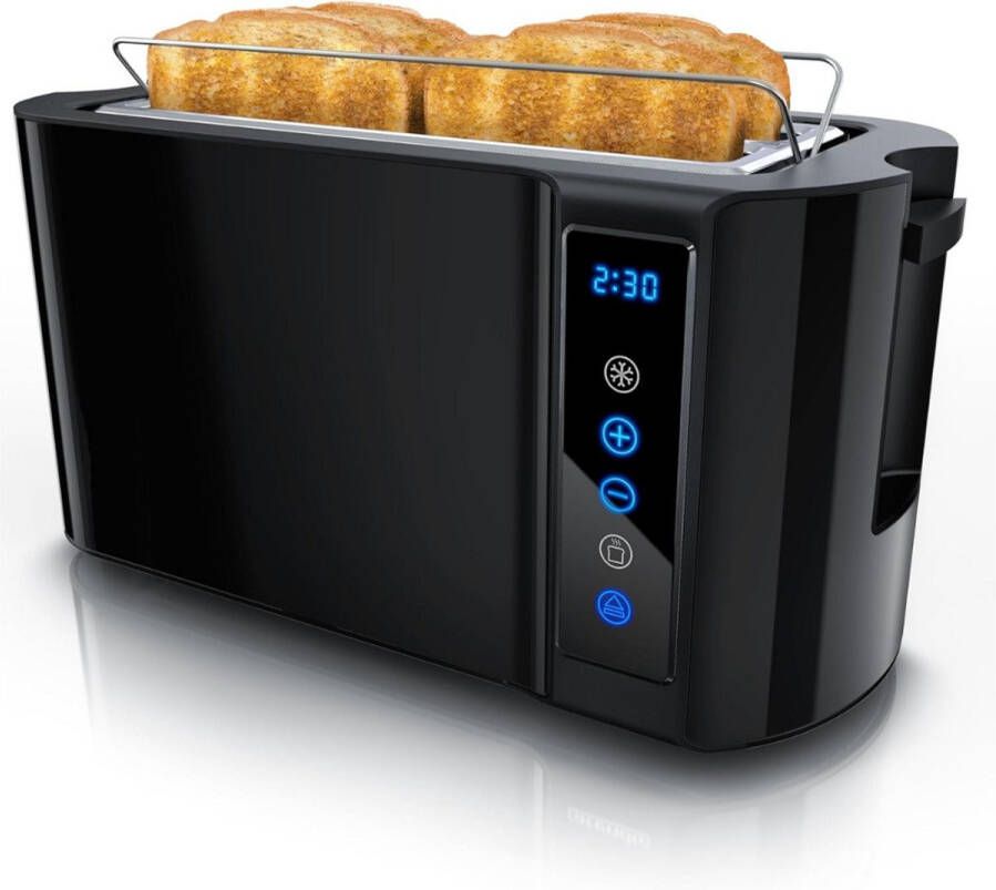 Broodrooster Lange Sleuf Broodrooster Toaster Extra Lange Sleuven Longslot Warmteniveaus RVS Voor Heerlijke Boterhammen Ontdooi- En Opwarmfunctie Incl. Kruimellade Kruimelplaat Kruimelopvang Warmte-isolerende Behuizing - Foto 3