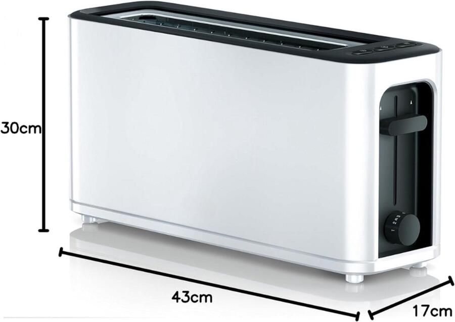 Broodrooster Lange Sleuf Broodrooster Toaster Extra Lange Sleuven Longslot Warmteniveaus RVS Voor Heerlijke Boterhammen Ontdooi- En Opwarmfunctie Incl. Kruimellade Kruimelplaat Kruimelopvang Warmte-isolerende Behuizing - Foto 3