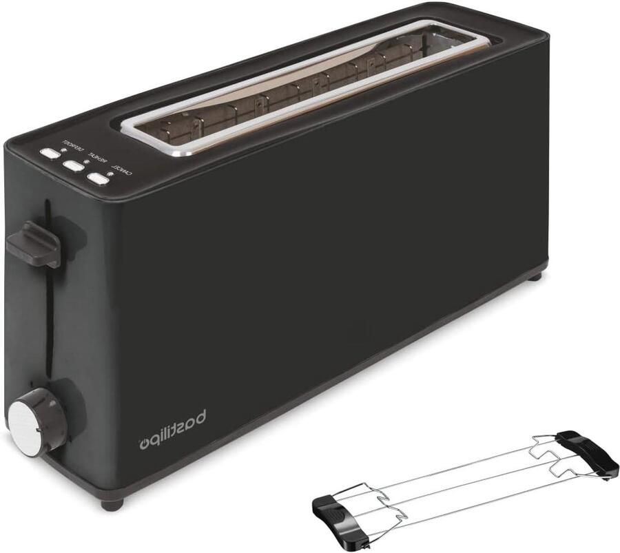 Broodrooster Lange sleuf Ontbijt Bereiden Automatisch centreren 900 Watt Zwart