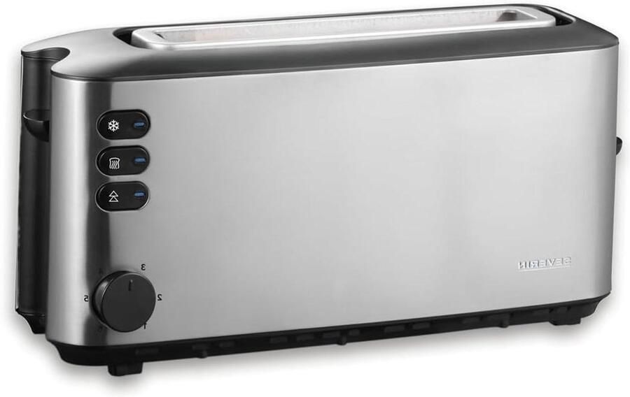 Broodrooster Lange Sleuf Ontbijt Maken Centrering Brood 1000 Watt Zilver Zwart