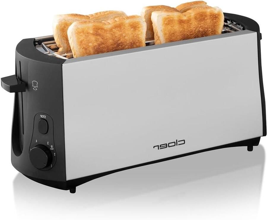 Broodrooster Lange Sleuf Toast Apparaat Ontbijt Maken Centrering Brood 4 Sneetjes Mat Metaal