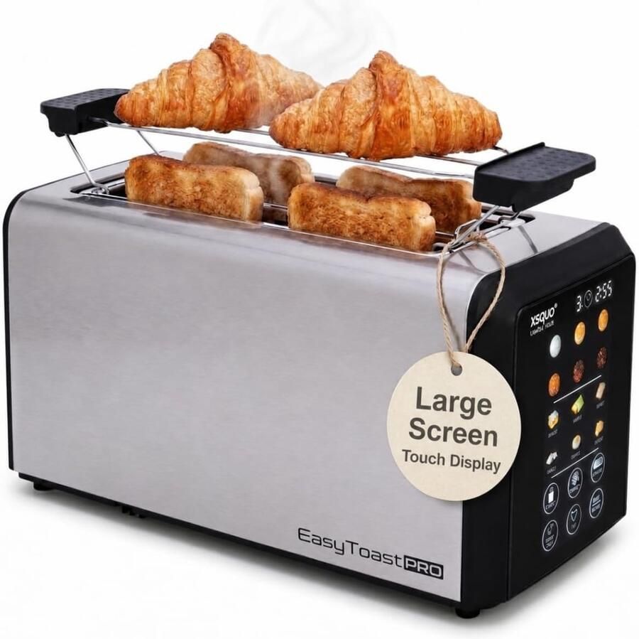 Broodrooster Lange Sleuf – Touchscreen Auto-Lift 6 Bruiningsstanden Ontdooifunctie 1500W RVS