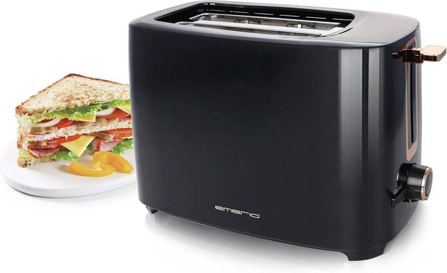 Broodrooster met 2 Extra Brede Sleuven 7 Instelbare Bruiningsniveaus en Afneembare Kruimellade in Zwart Goud