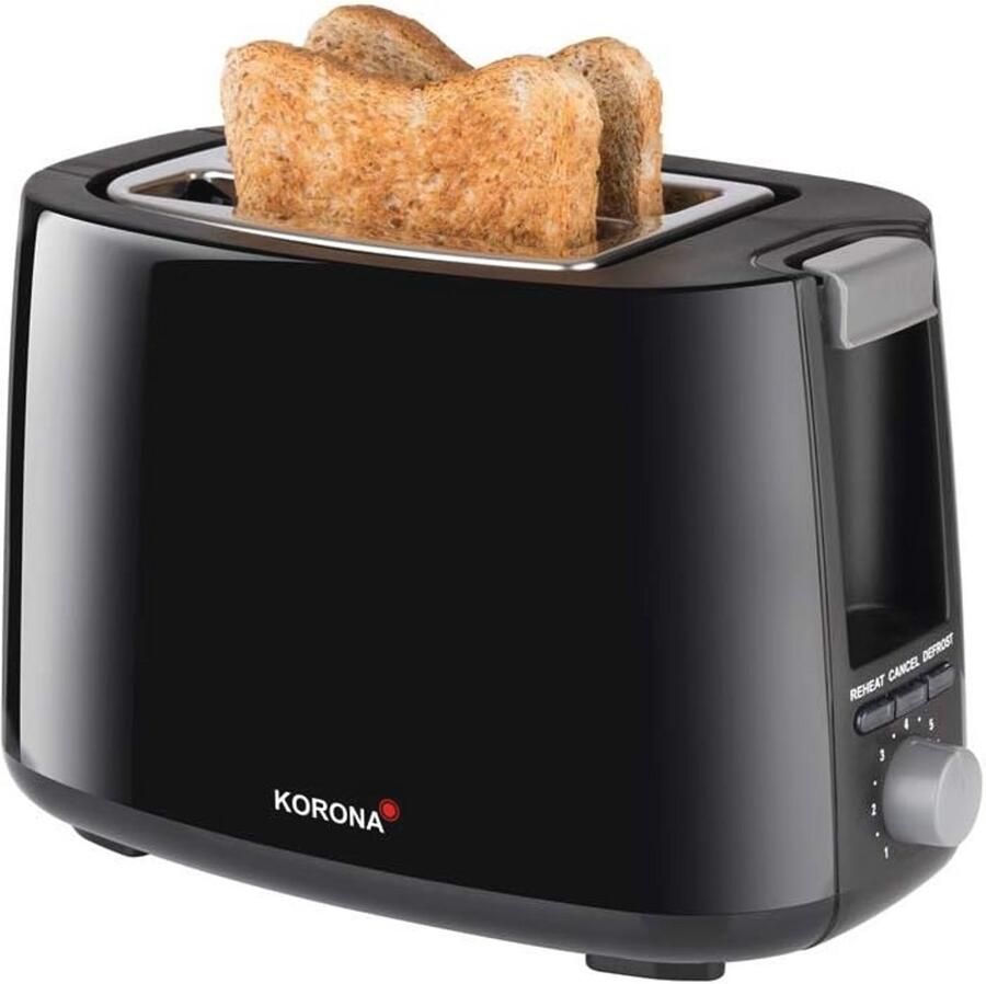Broodrooster met 2 Sneetjes en Sandwichopzetstuk 750 Watt Ontdooi- en Opwarmstand