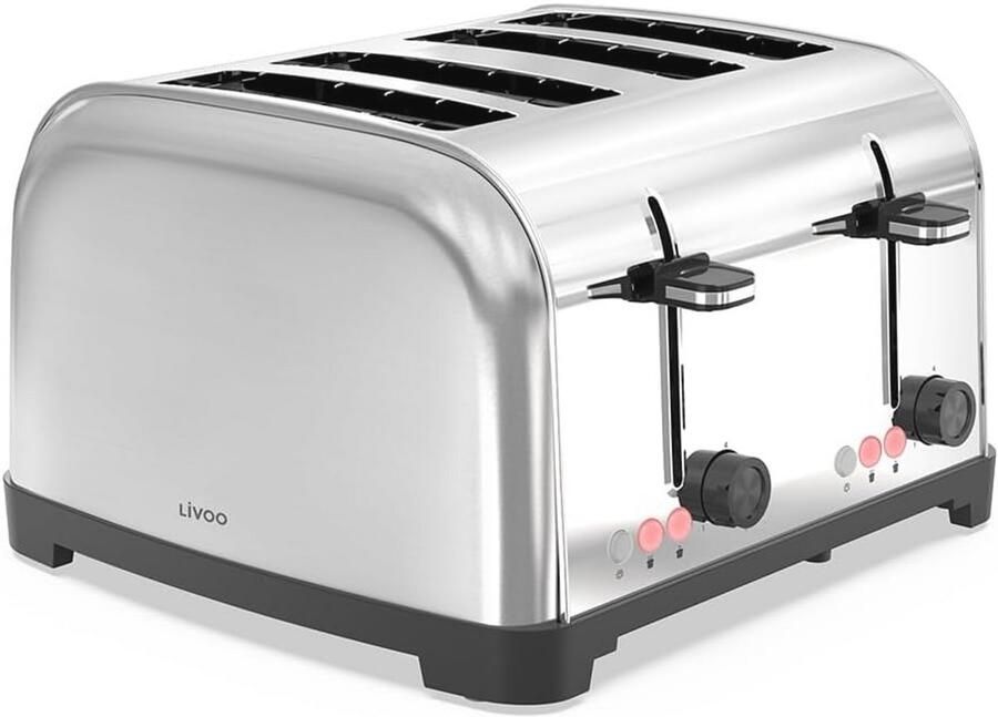 Broodrooster met 4 Sleuven 1500-1700W 3 Functies en 2 Thermostaten
