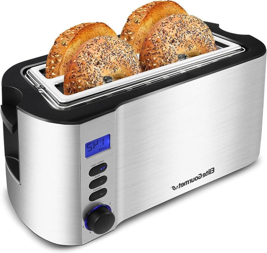 Broodrooster met 4 Sleuven 4-Slices Toaster Lange Sleuf Broodrooster Brood Roosteren Extra Brede Sleuven 4 Sneetjes