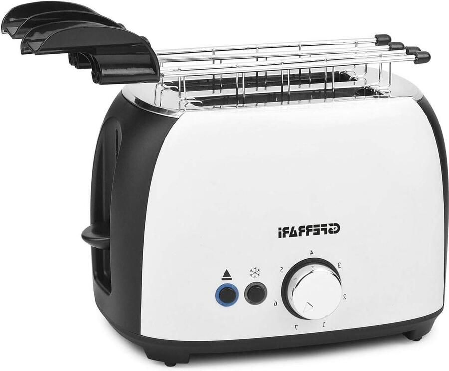 Broodrooster met grill Tosti maker Ontbijt bereiden Grote sleuven 800 Watt Wit zwart