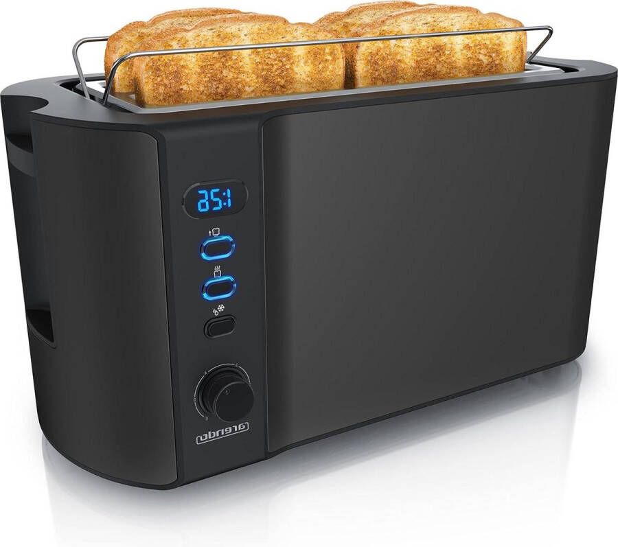 Broodrooster 4 Sneden Broodrooster Lange Sleuf Broodrooster Toaster Extra Lange Sleuven Longslot Warmteniveaus RVS Voor Heerlijke Boterhammen Ontdooi- En Opwarmfunctie Incl. Kruimellade Kruimelplaat Kruimelopvang Warmte-isol - Foto 2