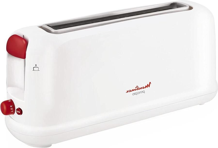 Broodrooster met lange sleuf Toastapparaat Broodrooster Ontbijt Bereiden Extra brede sleuf 25 cm Wit