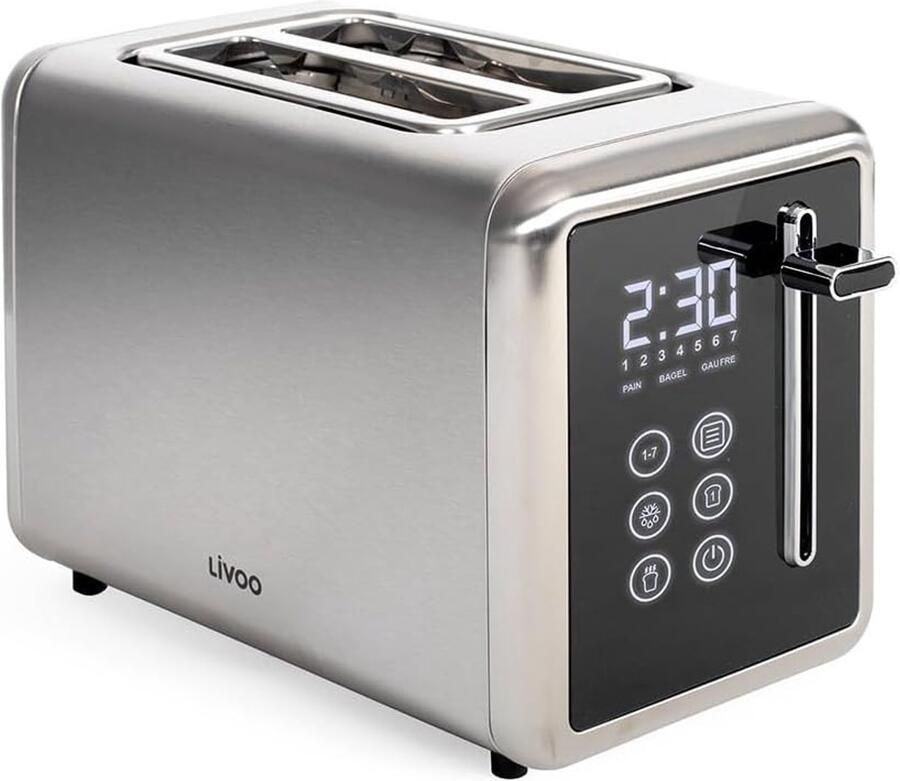 Broodrooster met sleuven Toastapparaat keuken Ontbijt bereiden Instelbare thermostaat 2 sleuven Grijs