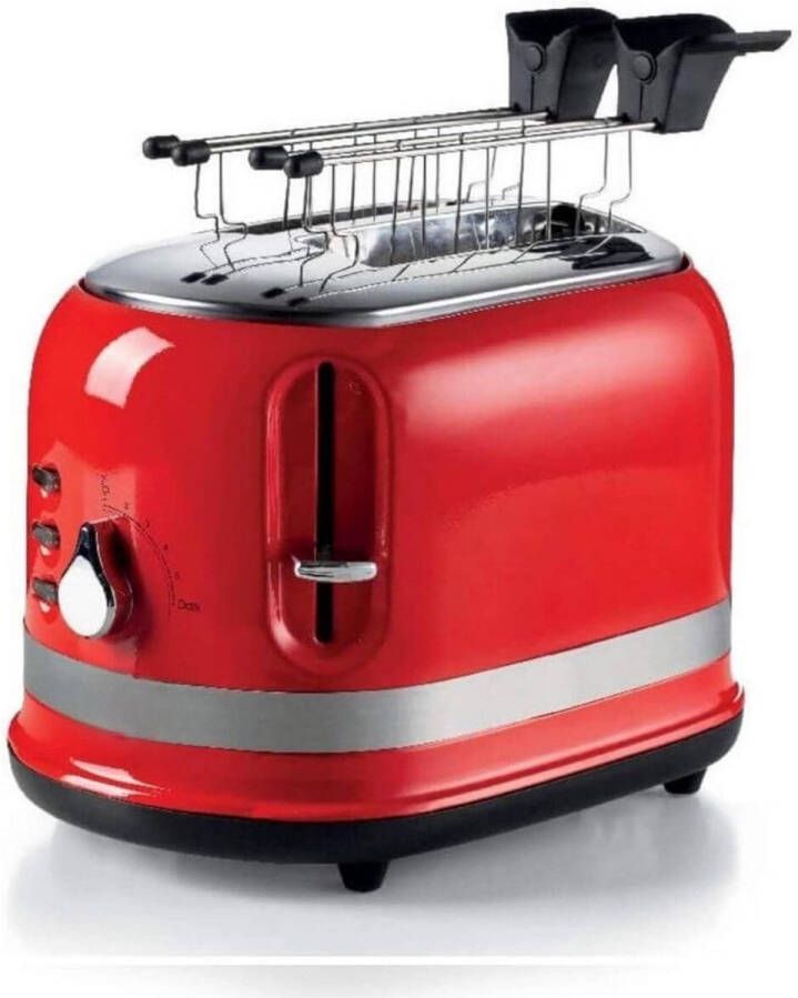 Broodrooster Met Tostiklemmen Extra Brede Sleuven Volledig RVS Broodrooster Met Toasttang Voor Gevulde Toasts Kruimellade Thermostaat Ontdooien- Opwarmen- Veiligheidssysteem