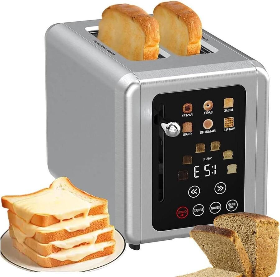 Broodrooster met Touchscreen Digitale Broodrooster Brood Roosteren 6 Broodsoorten Instellingen 330 x 190 x 230 mm