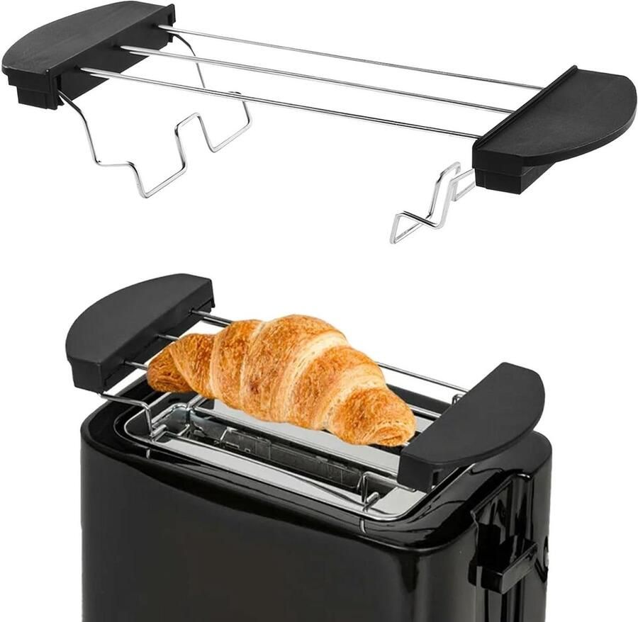 Broodrooster opzetstuk Toastrek Brood roosteren Opvouwbaar roestvrij staal 26 cm lengte Zwart