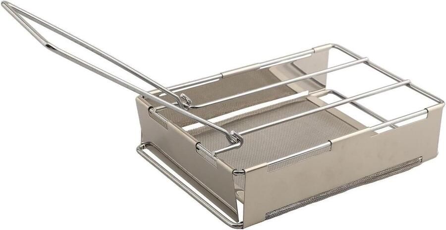Broodrooster RVS Toastrekje Kamperen Buiten Koken Vouwbaar Lichtgewicht 28 cm Zilver