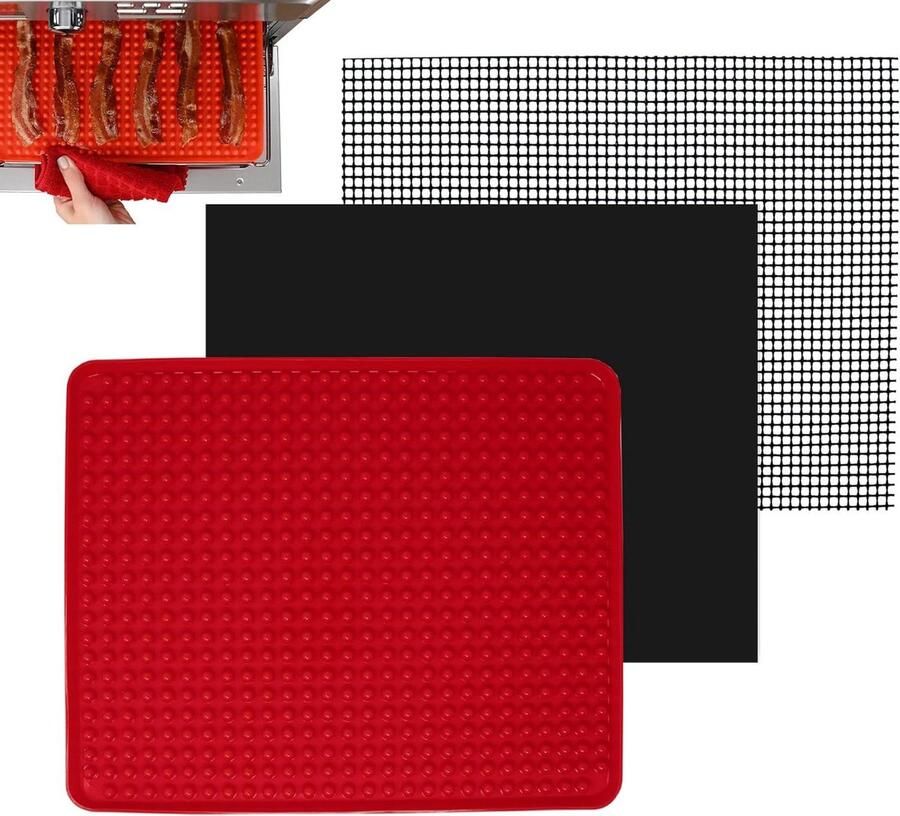 Broodrooster Oven Matten Heteluchtfriteuse Accessoires Bakken en Koken Voedselresten Bescherming 9 x 11 Inch Rood