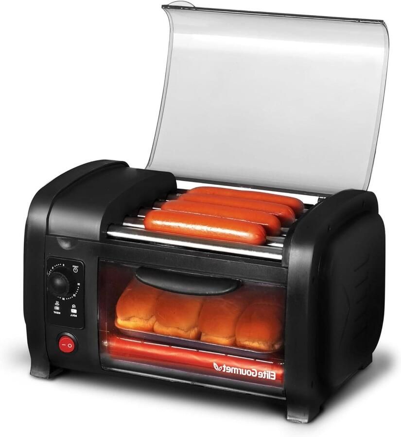 Broodrooster Oven Worstjes Maker Snacks Bereiden Automatische Rollen 4 Broodjes Capaciteit Zwart